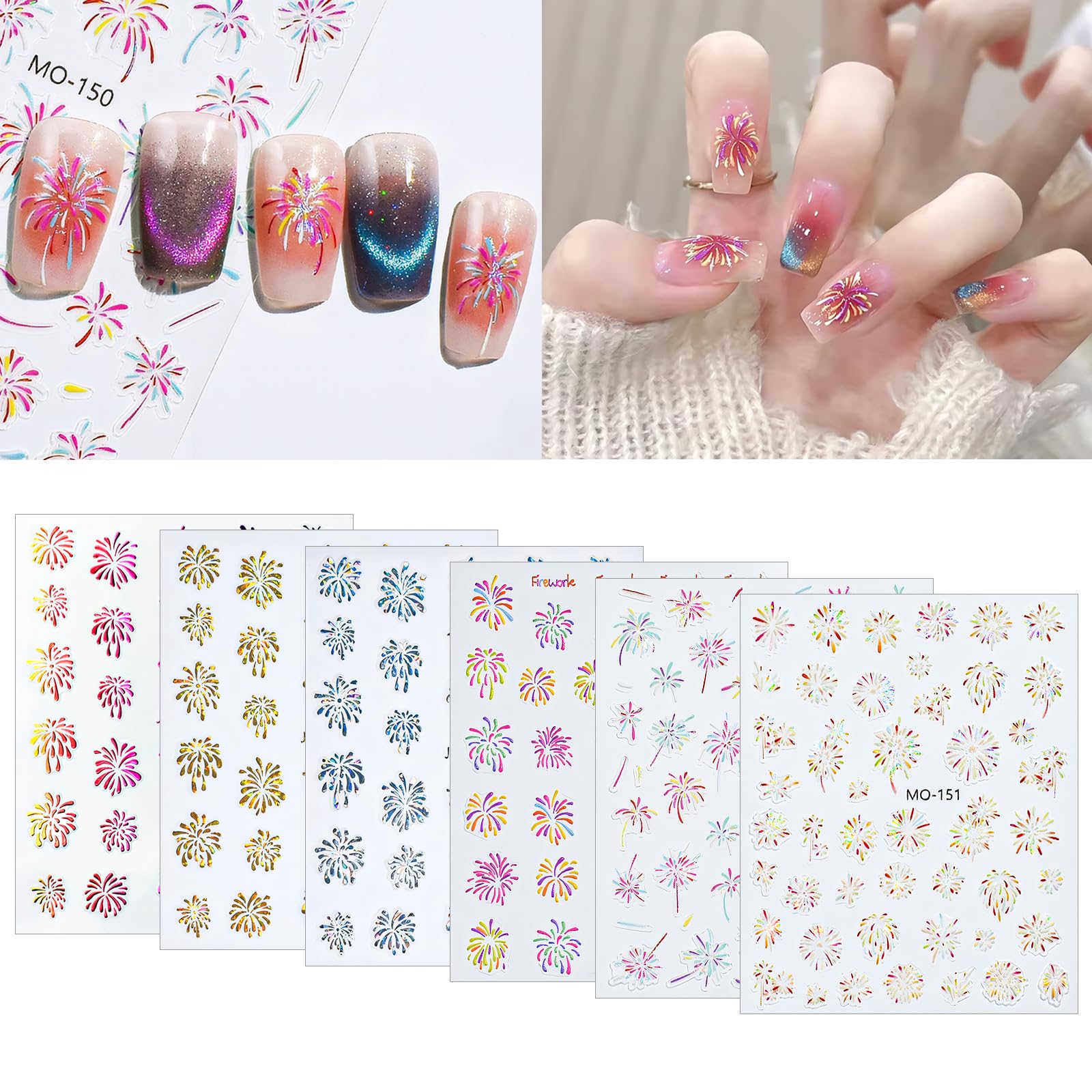 Amazon.co.jp: mefeny ネイルシール 花火 ネイルステッカー 花火大会